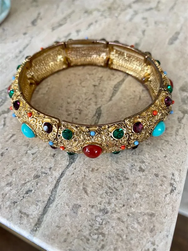 Vintage Bracelet, Heidi Daus Crystal Rhinestone Cabachon Stretch Bracelet