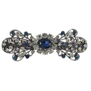 Vintage Filigree Bow Hair Barrette w/ Rhinestones