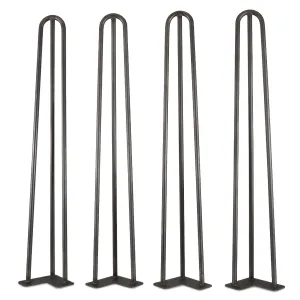 WEN TL28B 28-Inch Mid-Century Modern Satin Black Hairpin Table Legs, 1/2" Diameter, Set of 4
