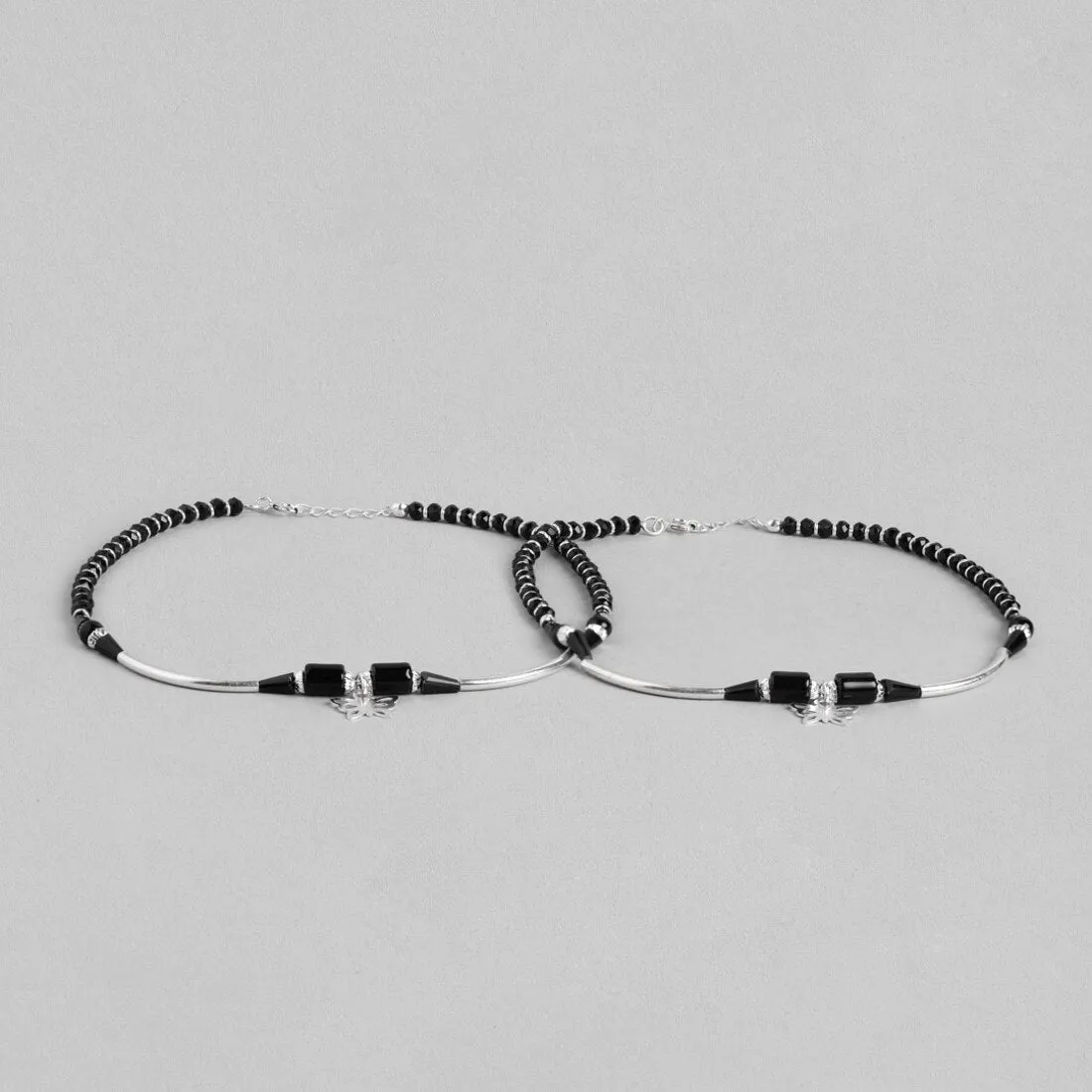 Whimsical Flutter 925 Sterling Silver Rhodium Plated Butterfly Anklet