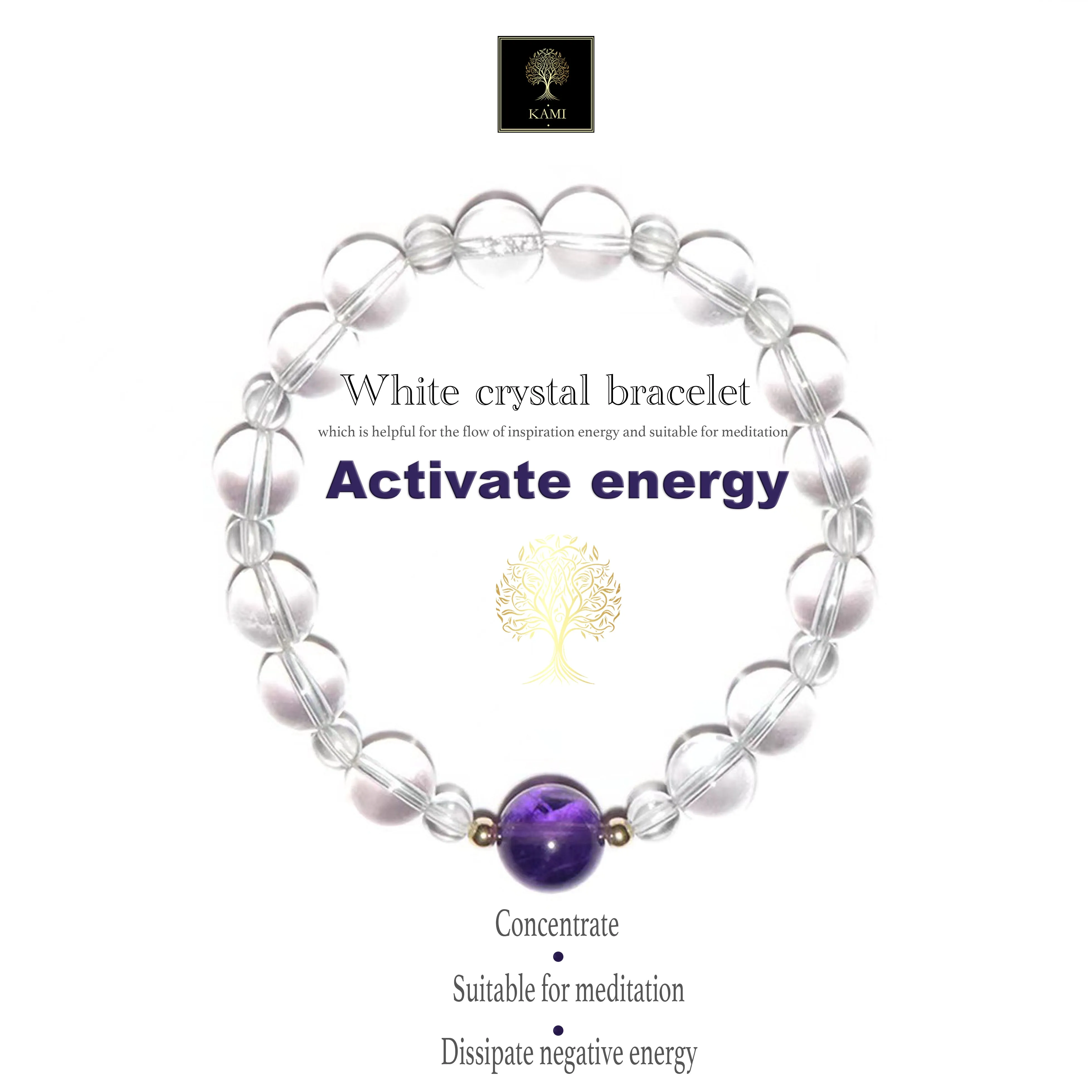 White crystal bracelet, which is helpful for the flow of inspiration energy and suitable for meditation.
