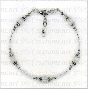 White Czech Crystal Frosted Anklet