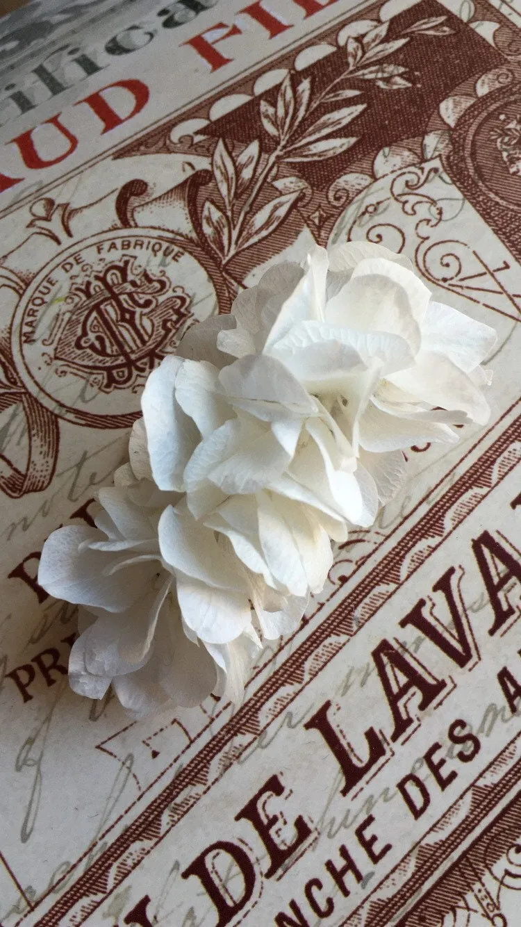 White Flower Barrette, Boho Bridal Headpiece, Preserved Hydrangea, Bohemian Wedding Accessories, Stabilised Flower Headband, Bride Headpiece