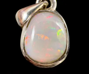WHITE OPAL Gemstone Pendant - Australian - Authentic White Opal Crystal Cabochon Set in a Sterling Silver Open Back Bezel, 53213