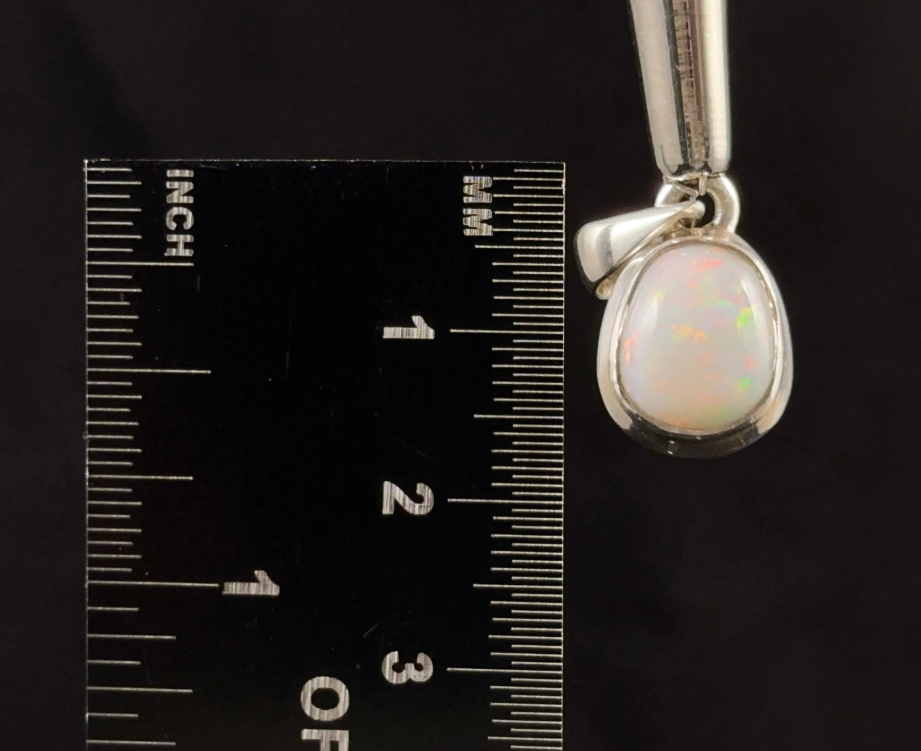 WHITE OPAL Gemstone Pendant - Australian - Authentic White Opal Crystal Cabochon Set in a Sterling Silver Open Back Bezel, 53213