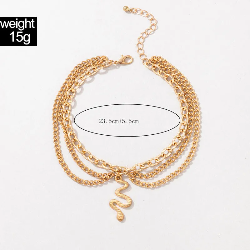 Women's Alloy Snake Geometric Multilayer Creative Anklet