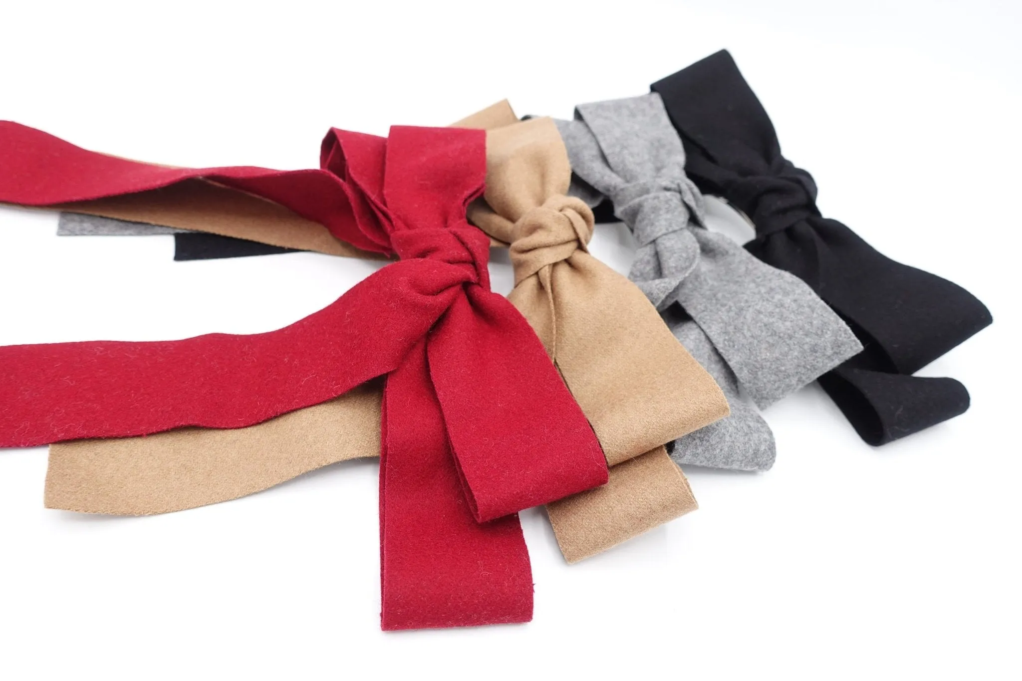 woolen hair bow wider style hair bow barrette for women