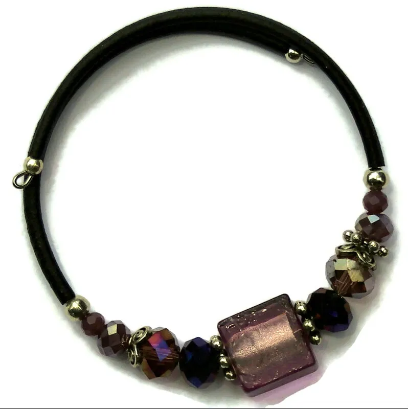 Wrap Bracelet - Amethyst Foil Glass